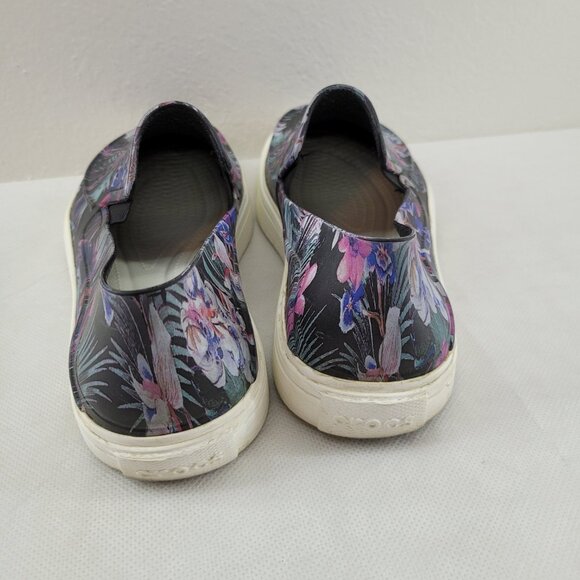 Crocs Shoes Women's 9 Black Floral 204623 Citilane Roka Slip On Perforated - Picture 3 of 16